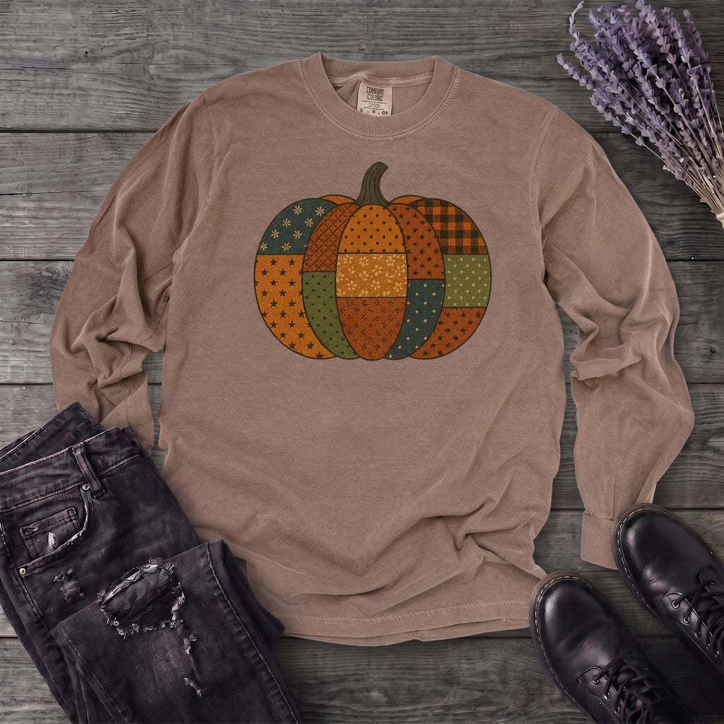 Patchwork Pumpkin Long Sleeve T-Shirt