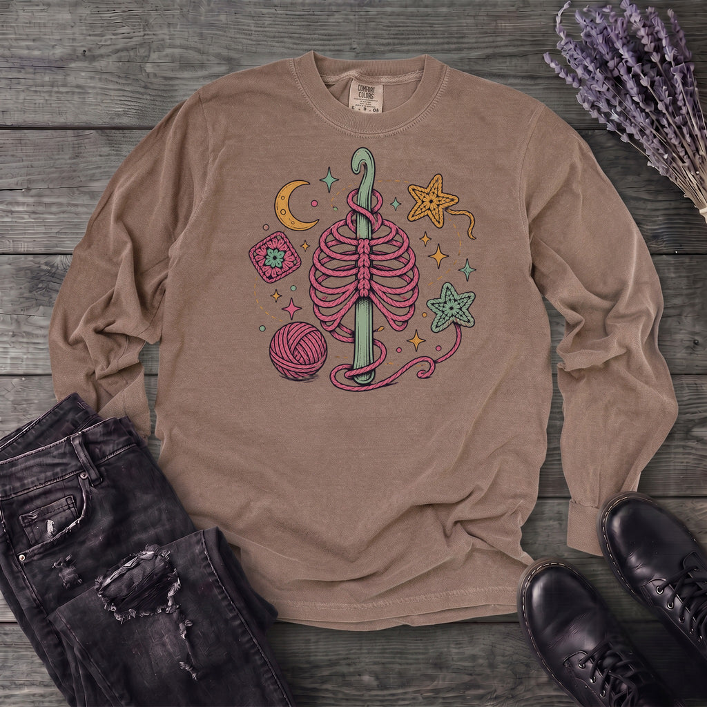 Ribbed Crochet Long Sleeve T-Shirt