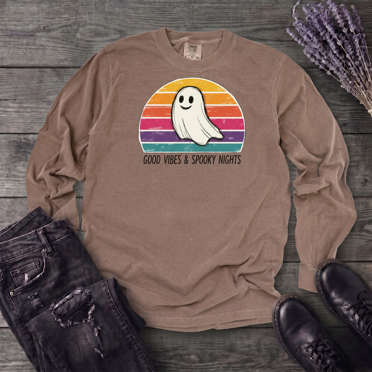 Good Vibes And Spooky Nights Long Sleeve T-Shirt