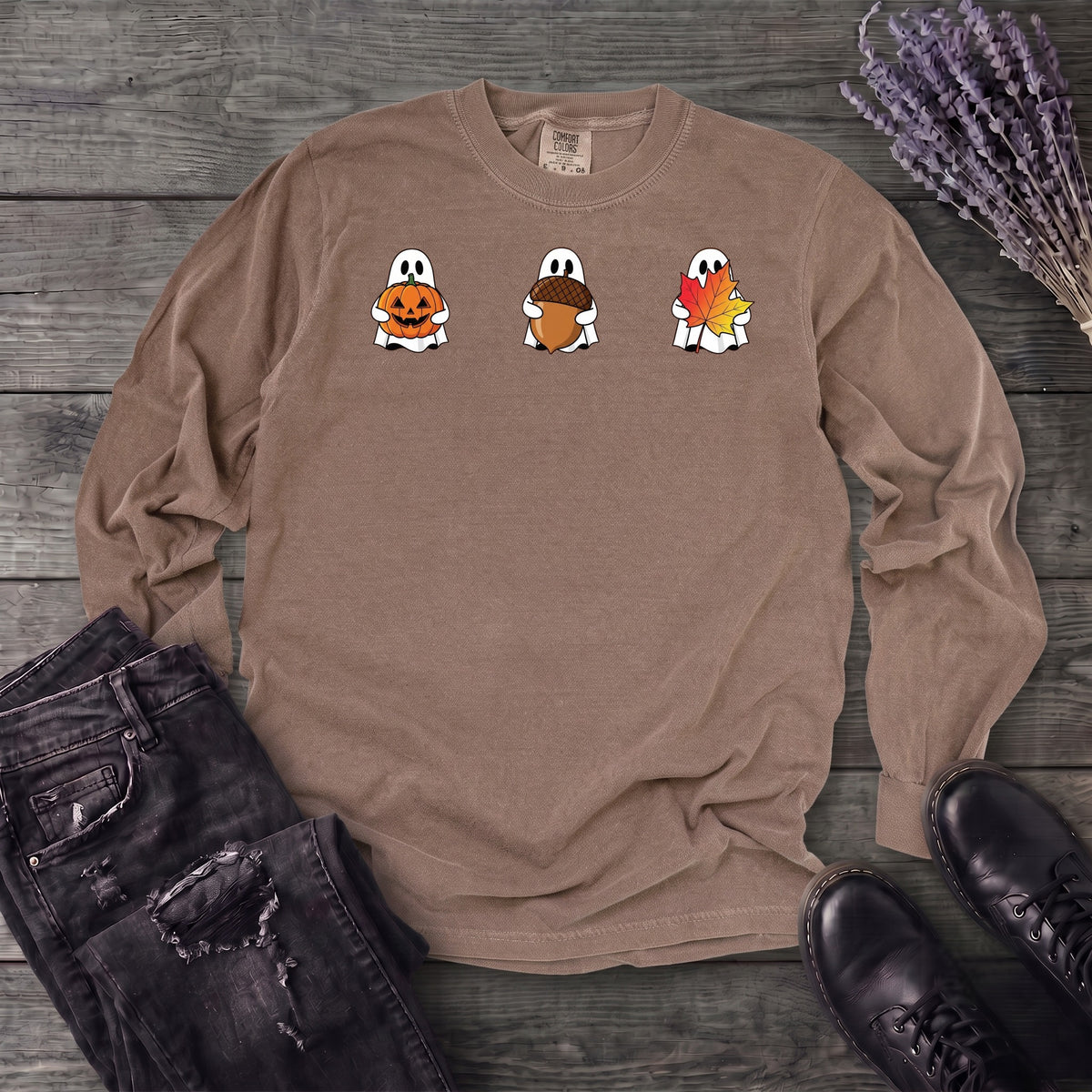 Ghosts Autumn Icons Long Sleeve T-Shirt