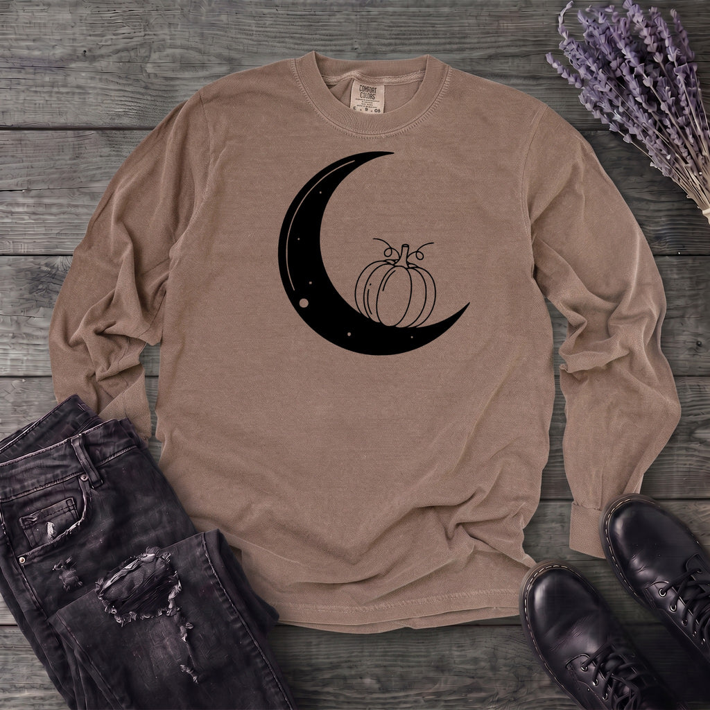 Moon And Pumpkin Long Sleeve T-Shirt