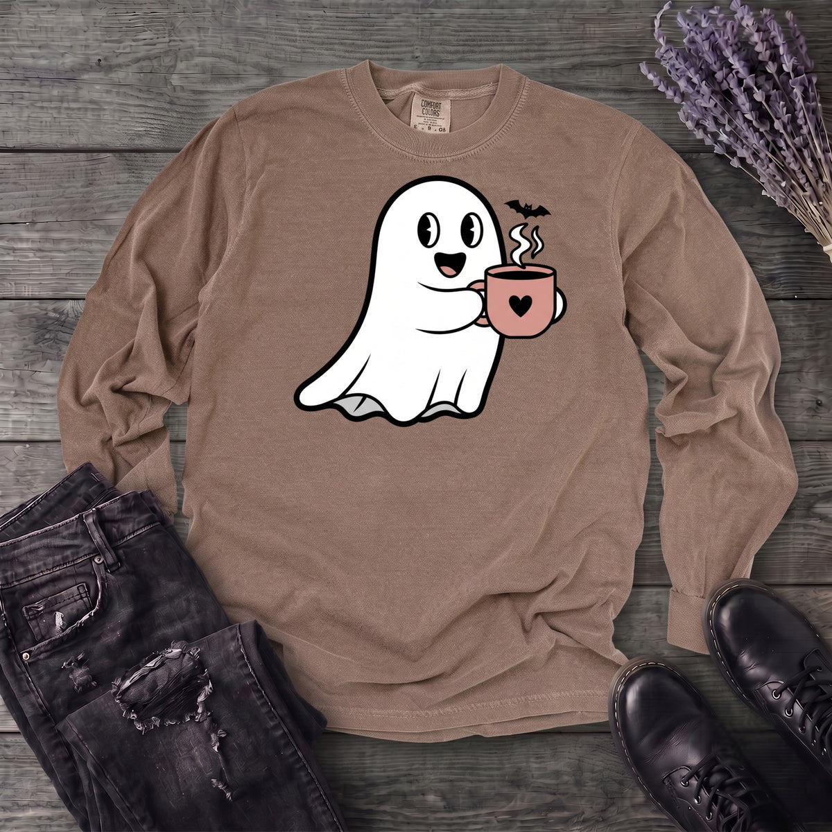 Ghost Heart Coffee Long Sleeve T-Shirt