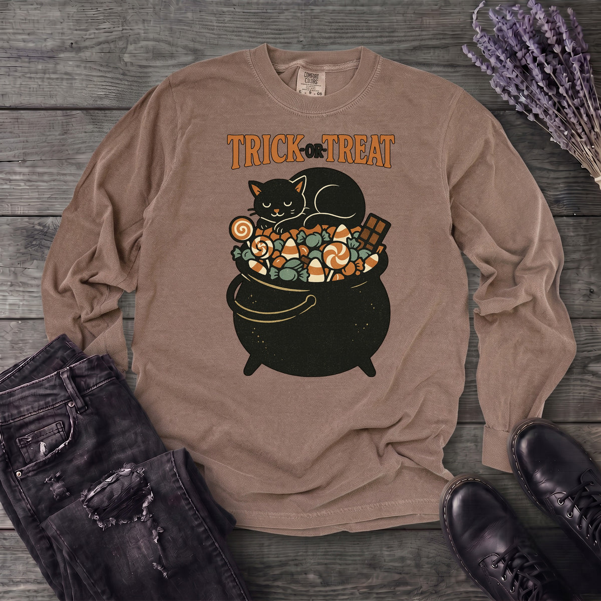 Trick Or Treat Candy Cauldron Long Sleeve T-Shirt