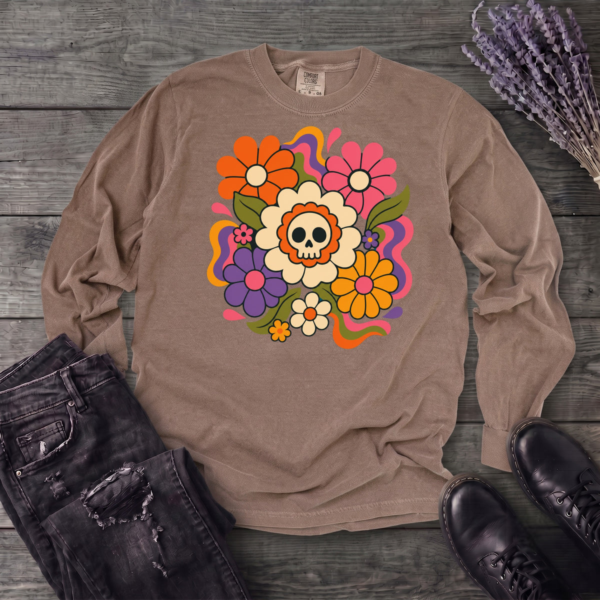 skull daisies Long Sleeve T-Shirt