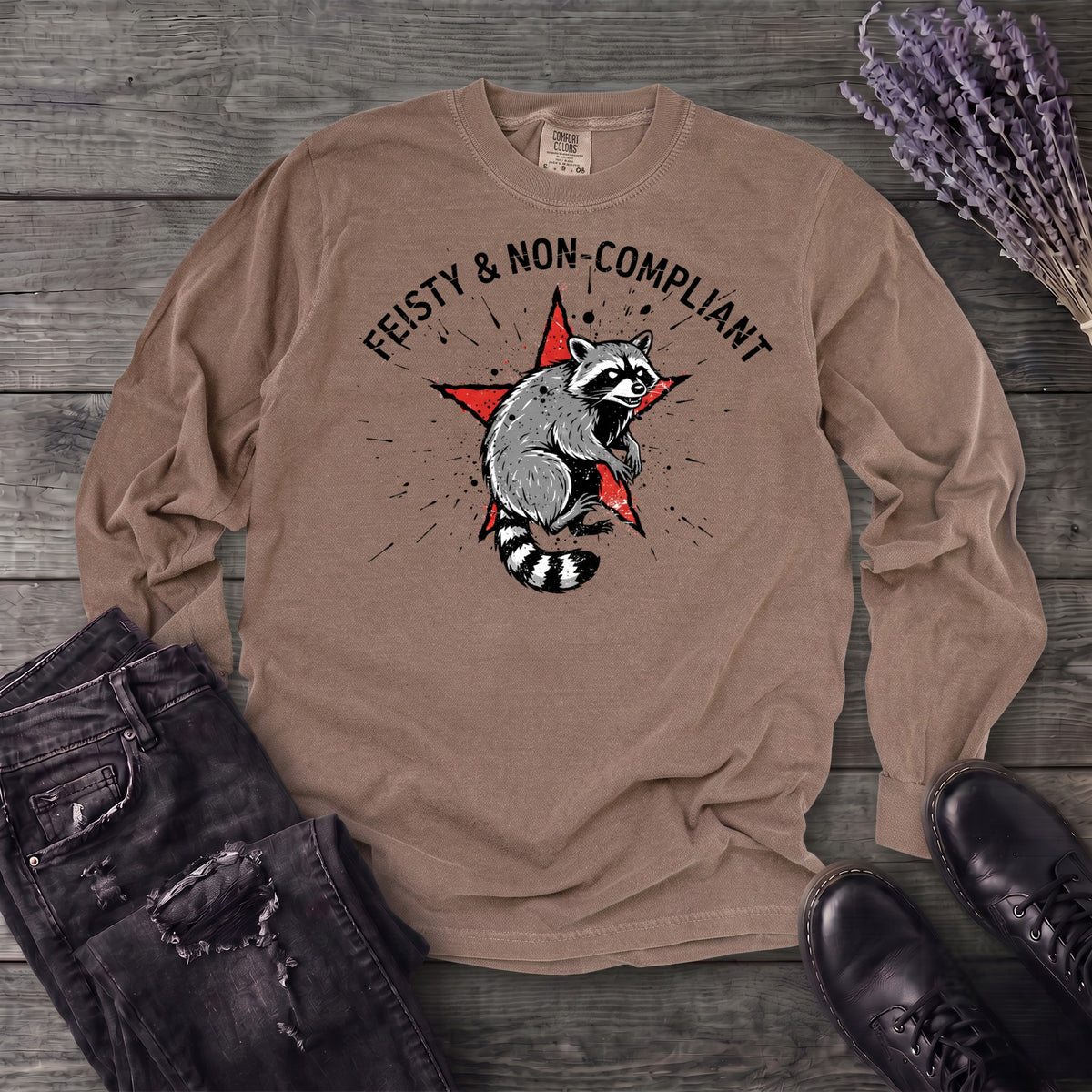 feisty non compliant raccoon Long Sleeve T-Shirt