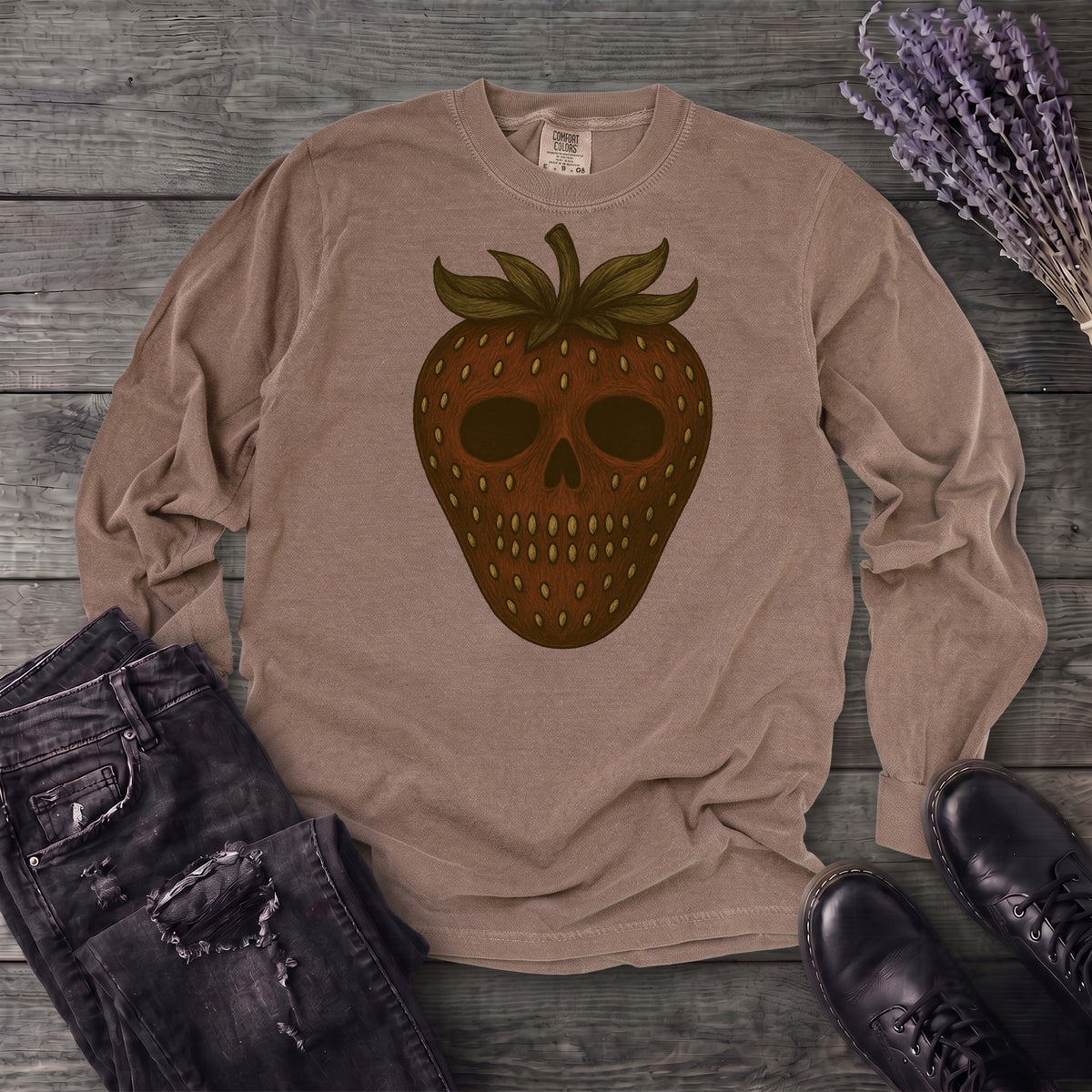 Strawberry Skull Long Sleeve T-Shirt
