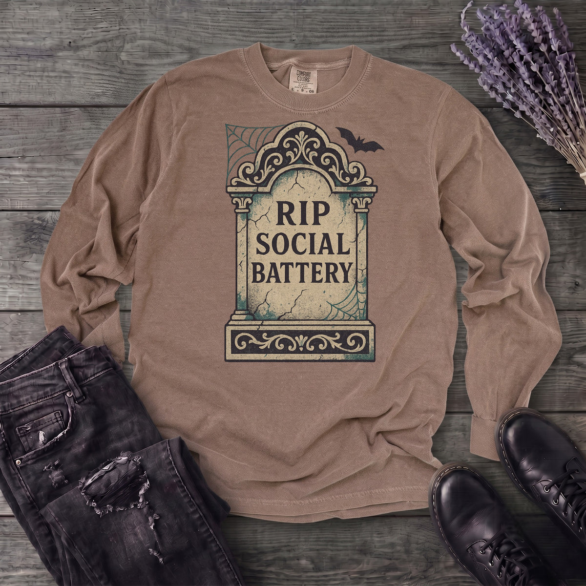 RIP Social Battery Long Sleeve T-Shirt