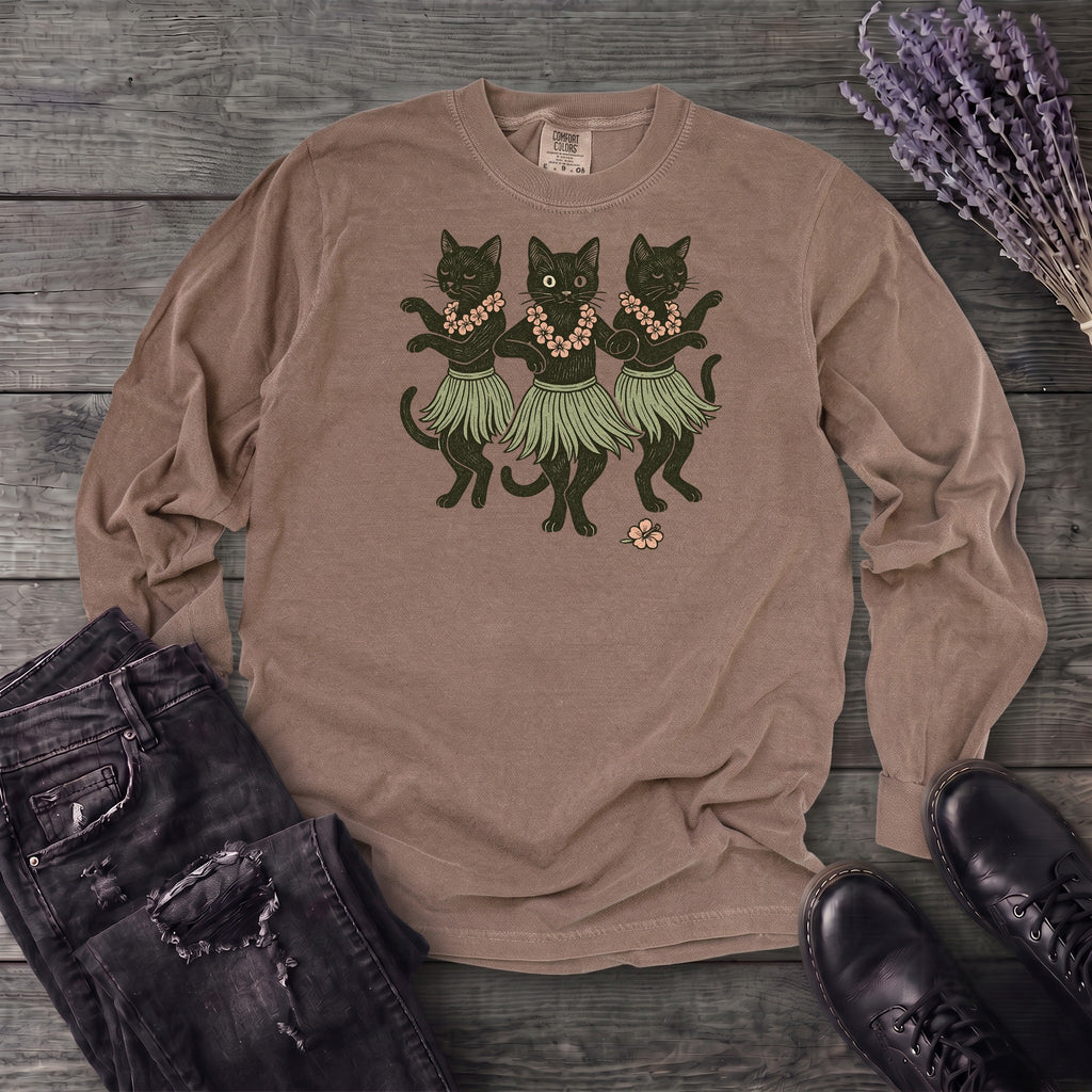 Hula Black Cat Trio Long Sleeve T-Shirt