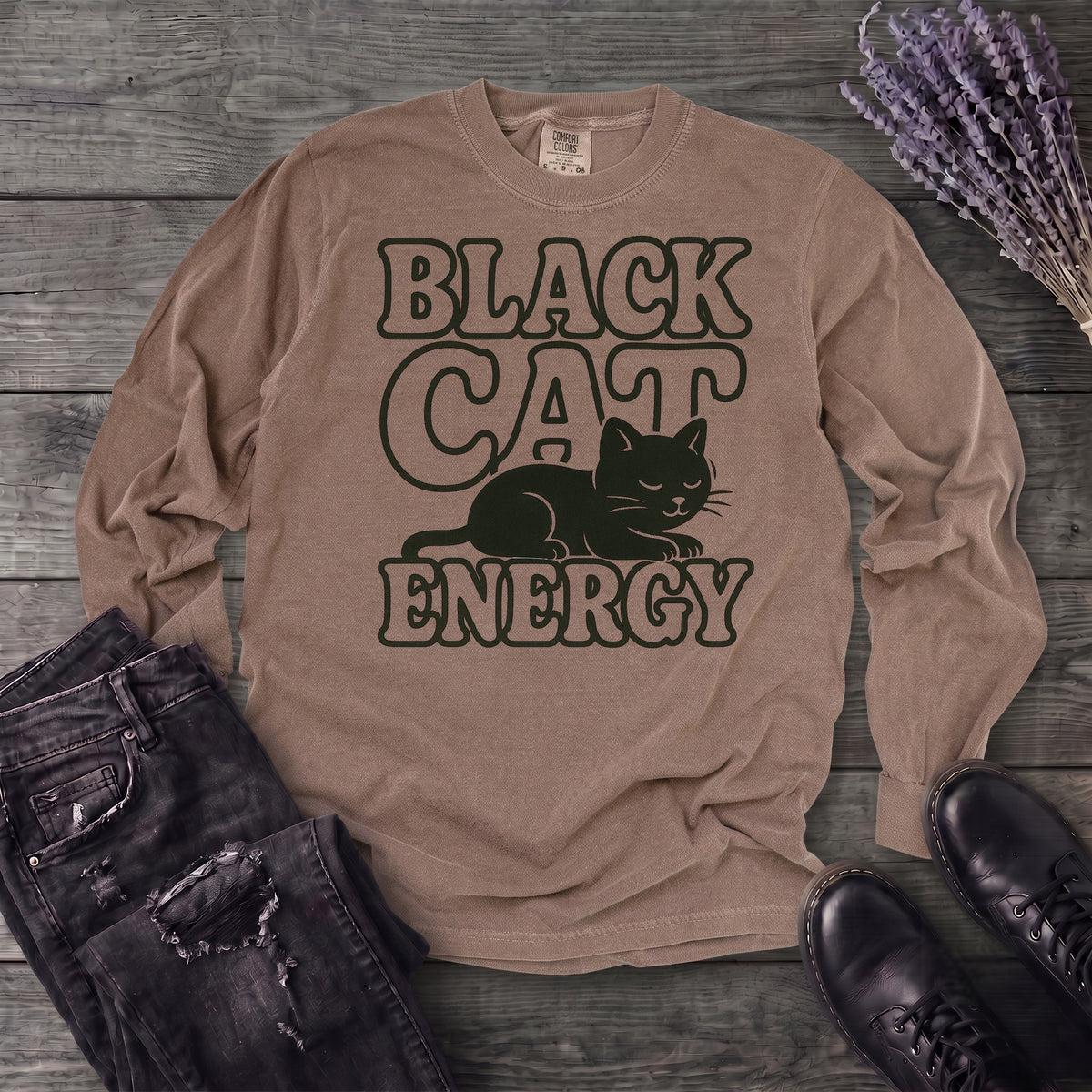Black Cat Energy Long Sleeve T-Shirt