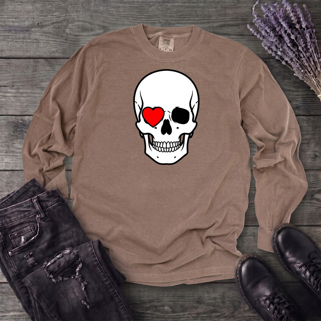 Heart Eye Skull Long Sleeve T-Shirt