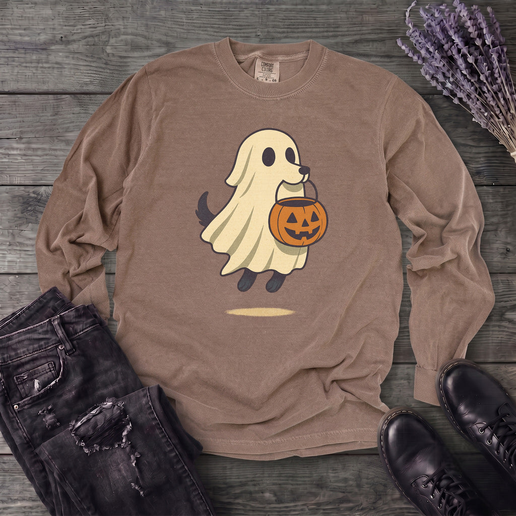 Ghost Dog Trick-Or-Treating Long Sleeve T-Shirt