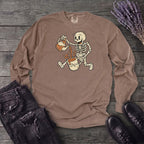 Coffee Skeleton Cartoon Long Sleeve T-Shirt