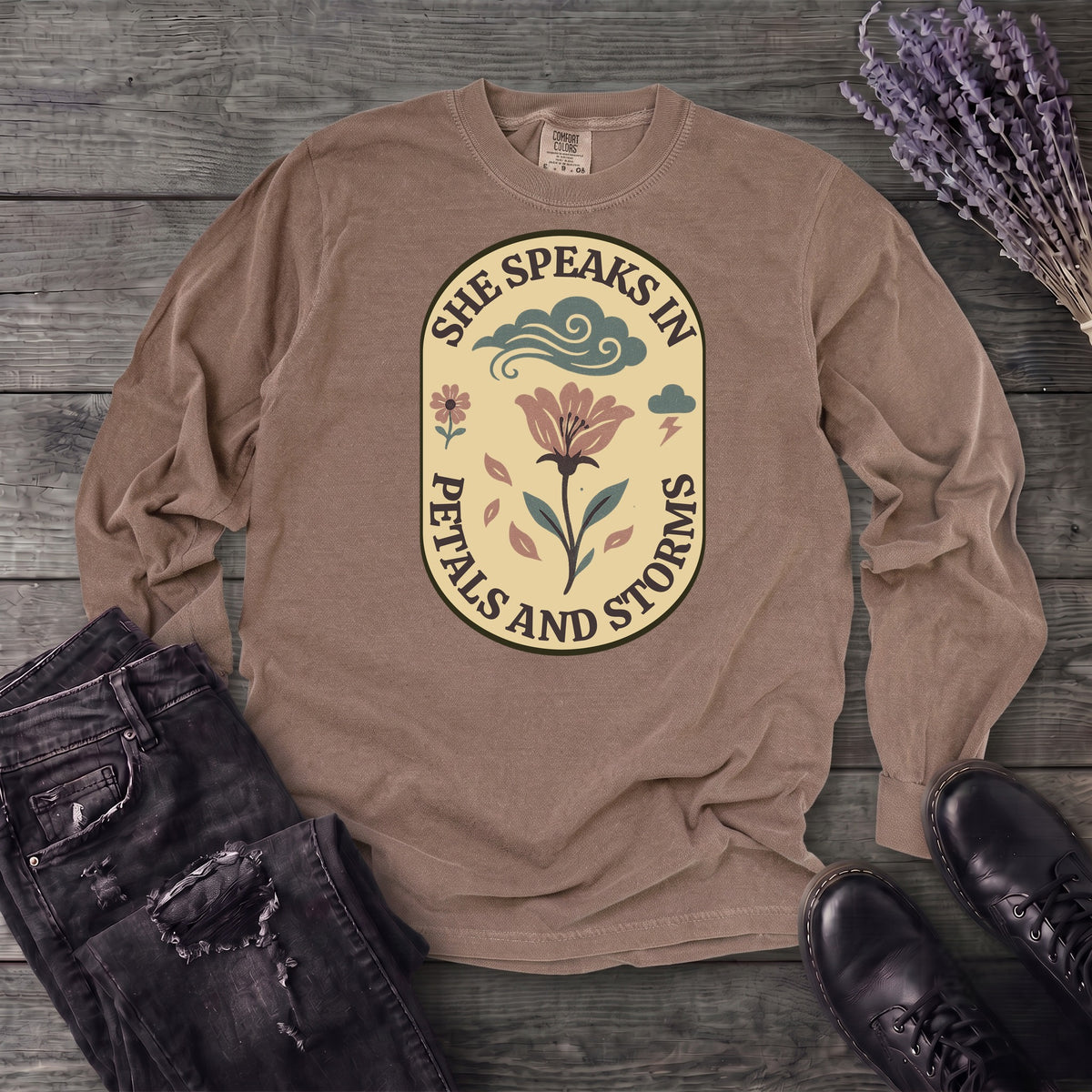 She Speaks In Petals And Storms Long Sleeve T-Shirt