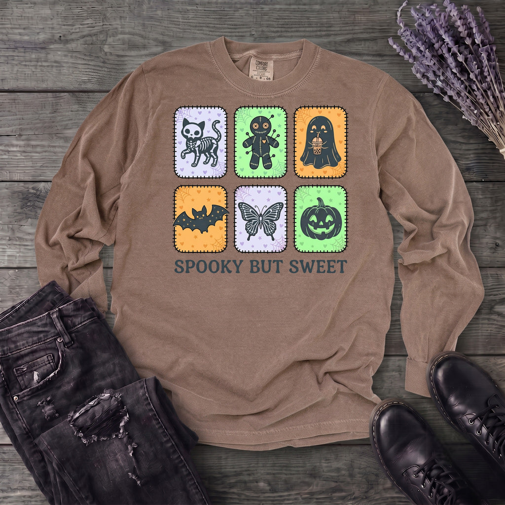 Spooky But Sweet Grid Long Sleeve T-Shirt