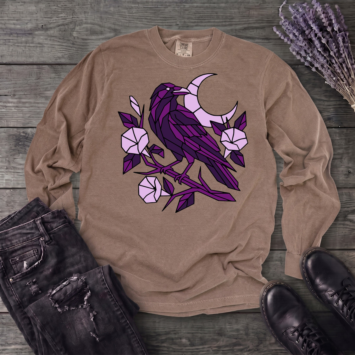 Geometric Crow Long Sleeve T-Shirt