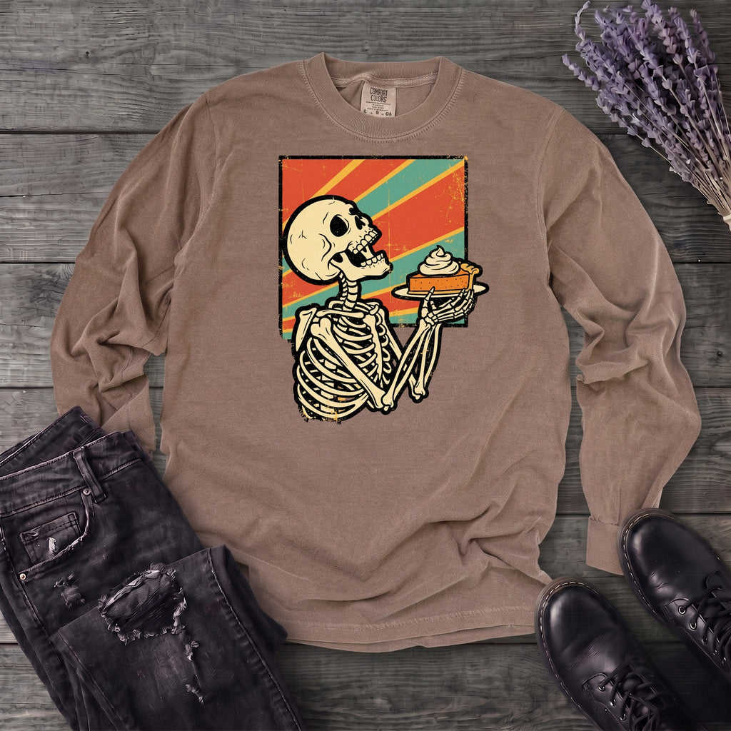 Skeleton Pumpkin Pie Grunge Long Sleeve T-Shirt