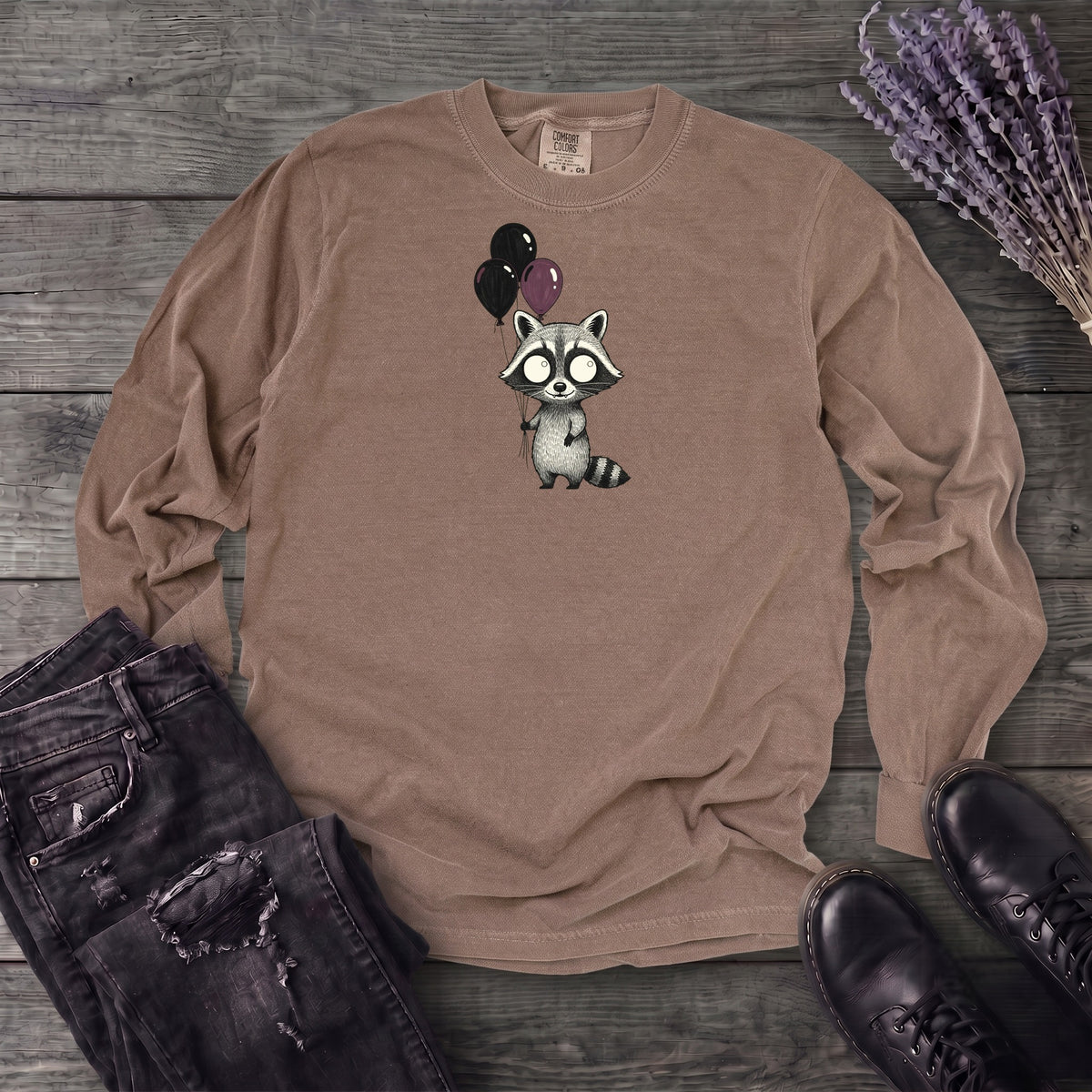 Raccoon Balloons Long Sleeve T-Shirt