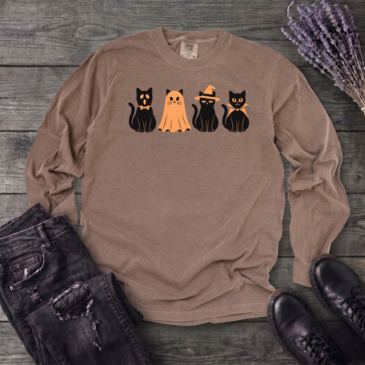 Black Cat Costume Party Long Sleeve T-Shirt