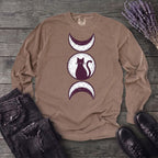 Triple Moon Goddess Cat Long Sleeve T-Shirt