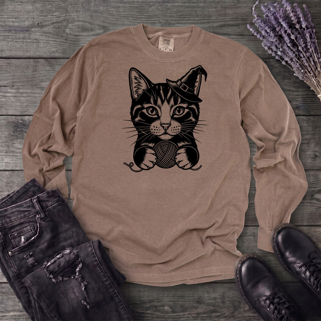 Witchy Yarn Cat Long Sleeve T-Shirt
