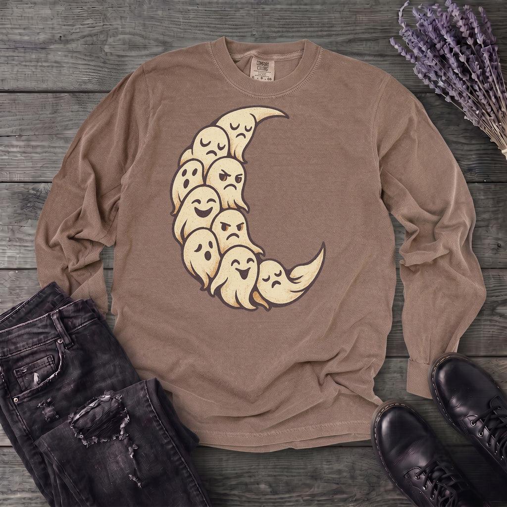 crescent moon ghosts Long Sleeve T-Shirt