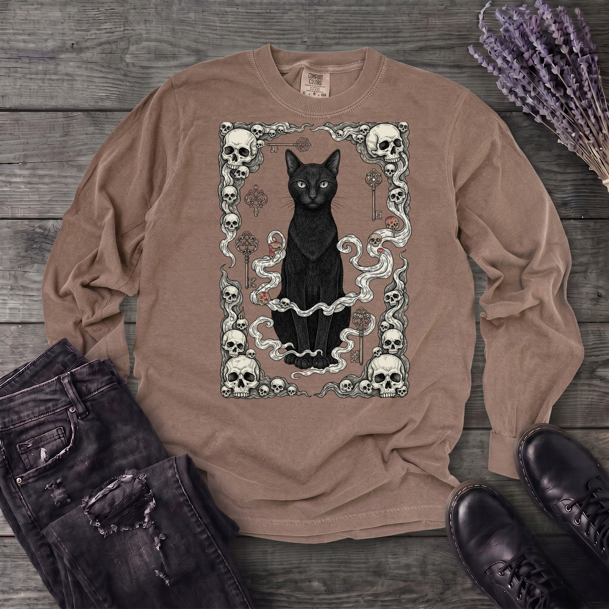 Cat Skull Card Long Sleeve T-Shirt