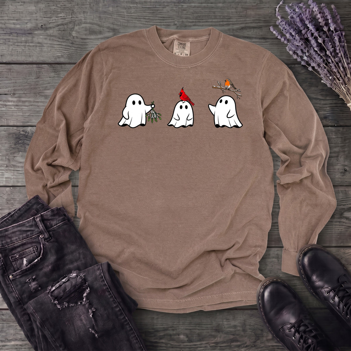 Ghosts With Birds Long Sleeve T-Shirt