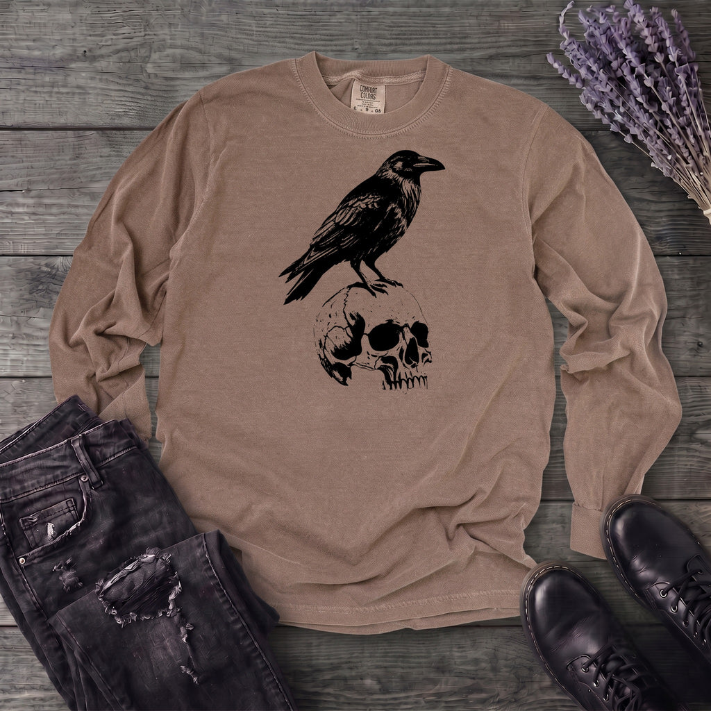 Classic Crow and Skull Long Sleeve T-Shirt