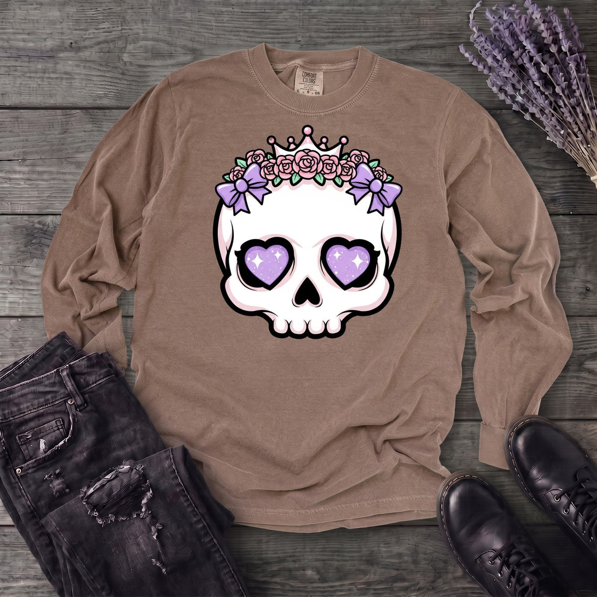 Cute Princess Skull Long Sleeve T-Shirt