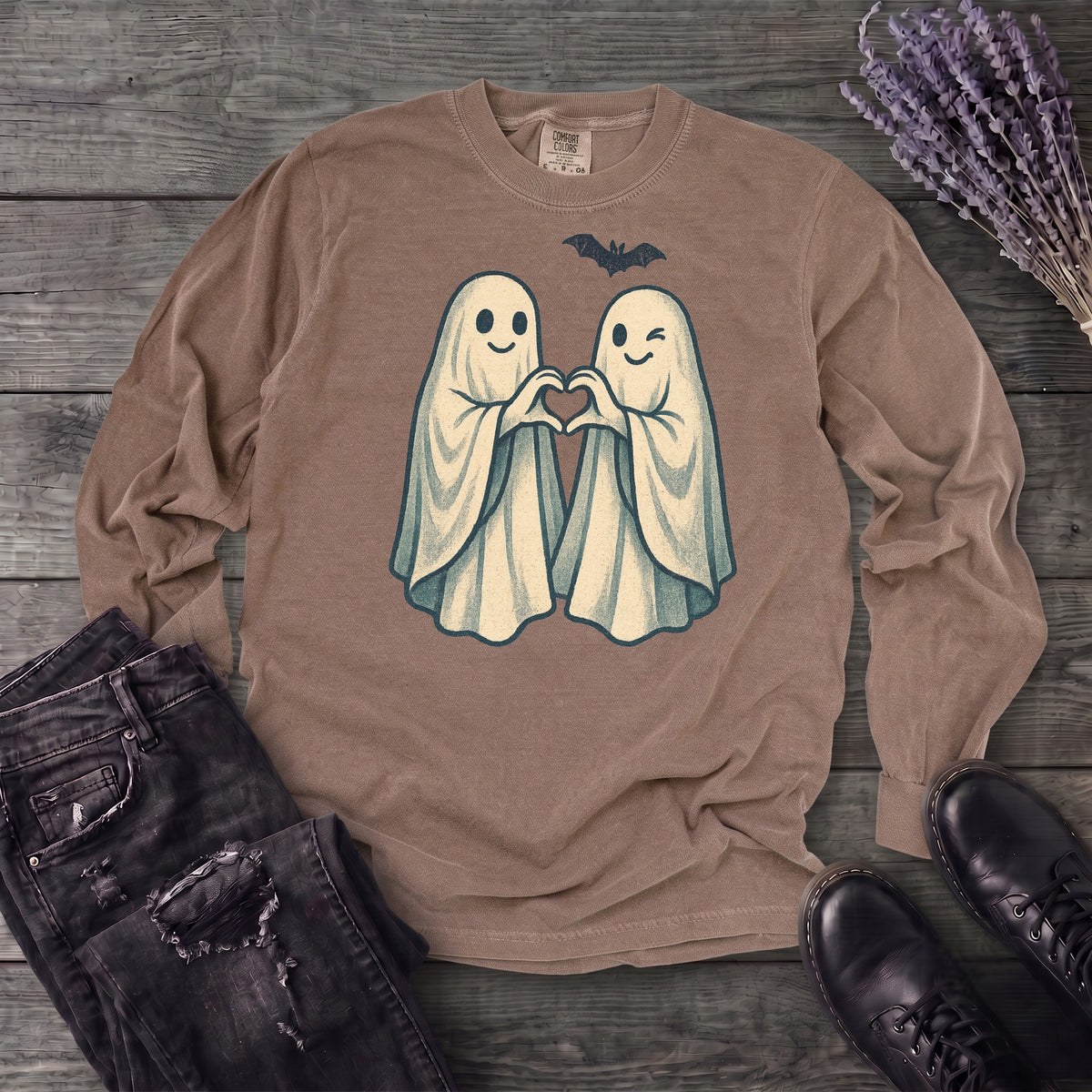 Two Ghosts Heart Hands Long Sleeve T-Shirt