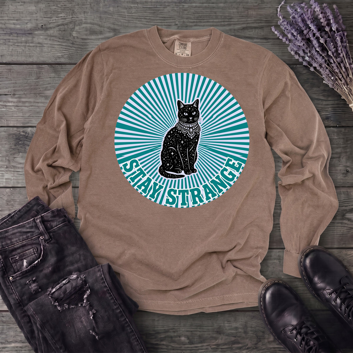 stay strange celestial cat Long Sleeve T-Shirt