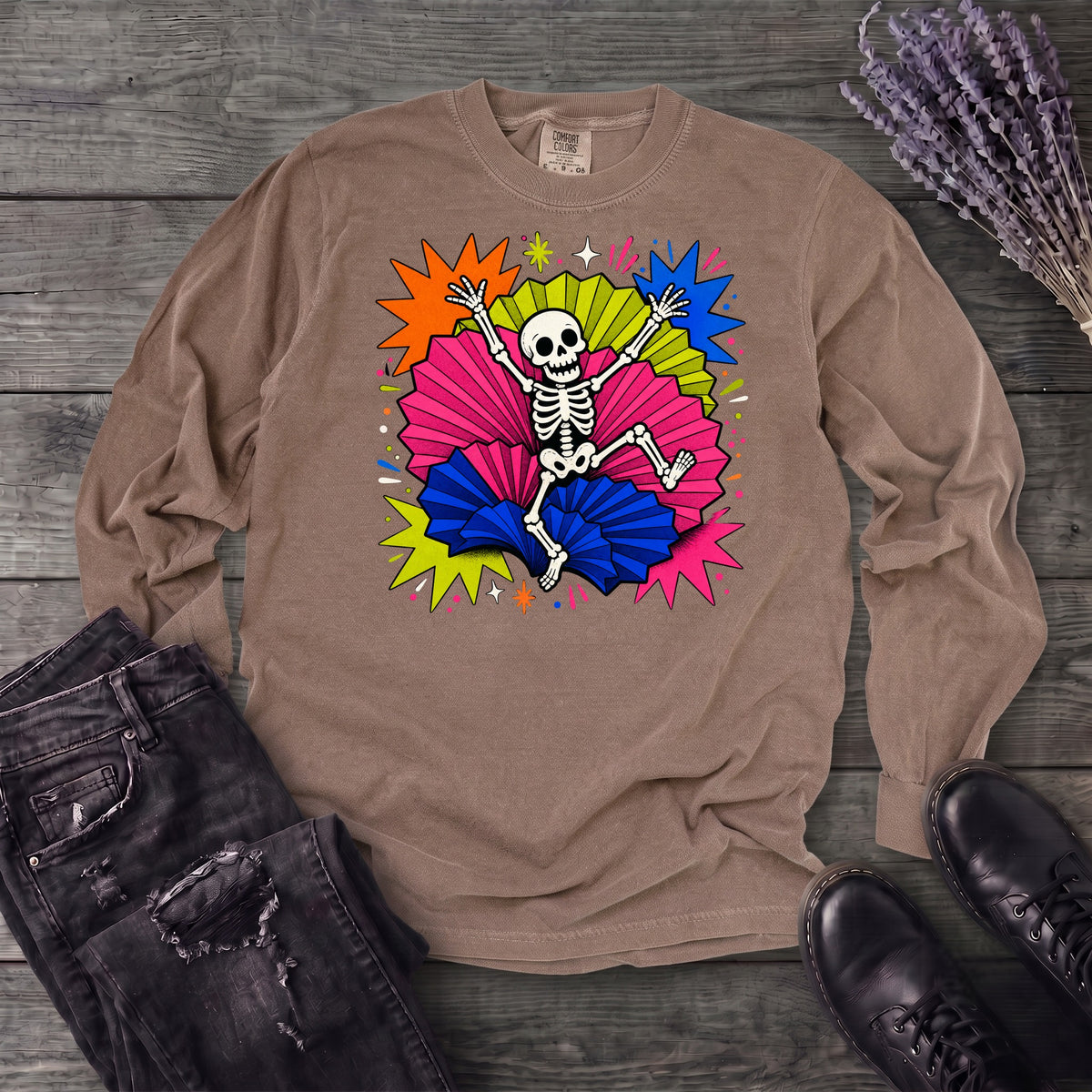 Festive Skeleton Long Sleeve T-Shirt