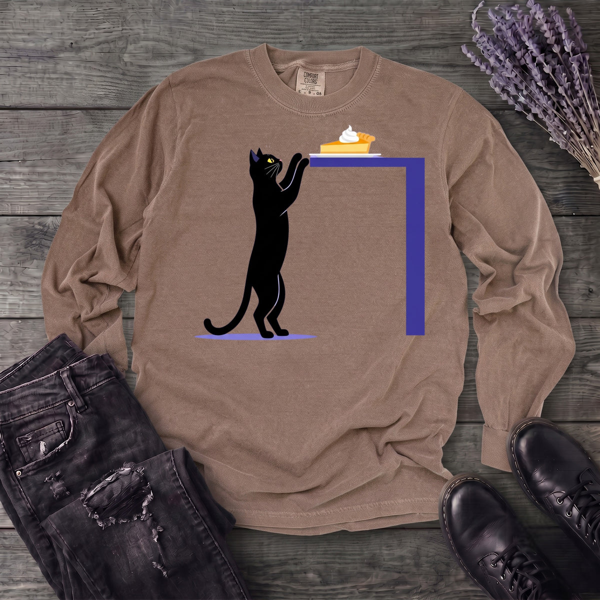 Black Cat Pumpkin Pie Long Sleeve T-Shirt