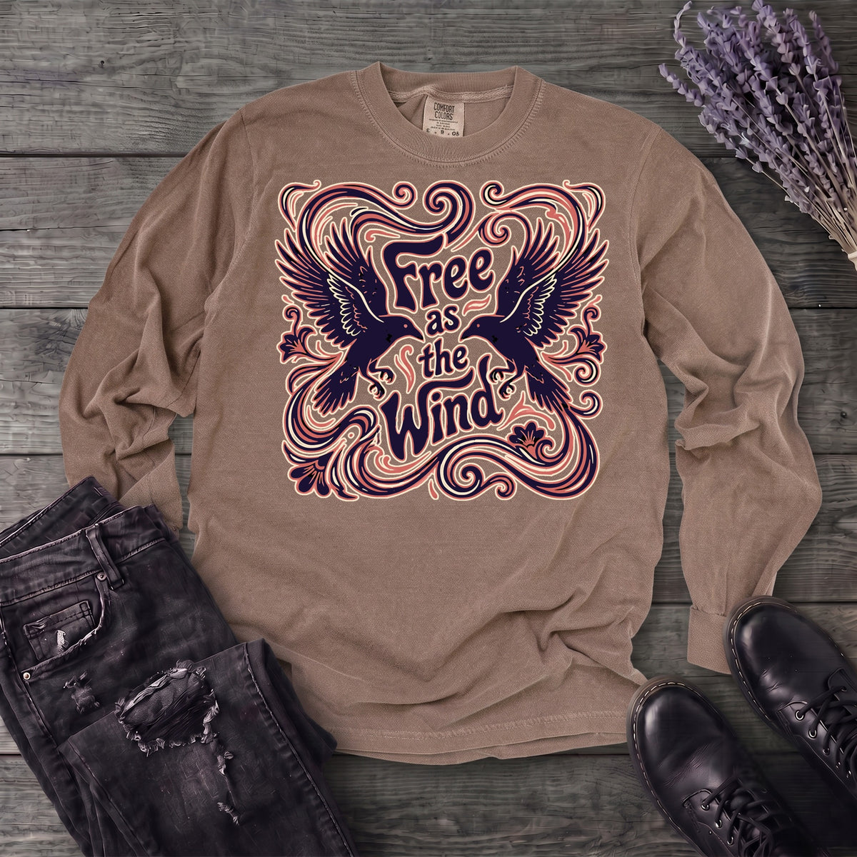 Free As The Wind Crows Long Sleeve T-Shirt