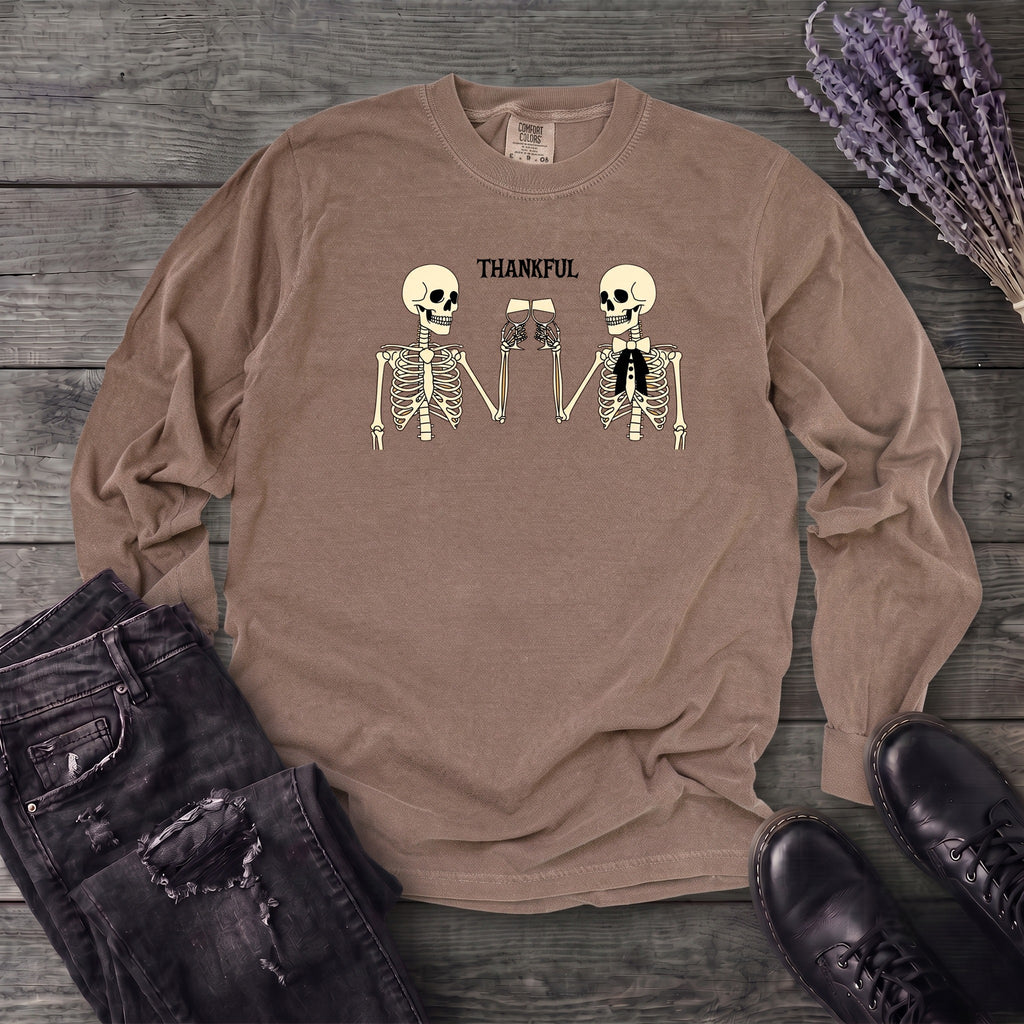 Thankful Toasting Skeletons Long Sleeve T-Shirt