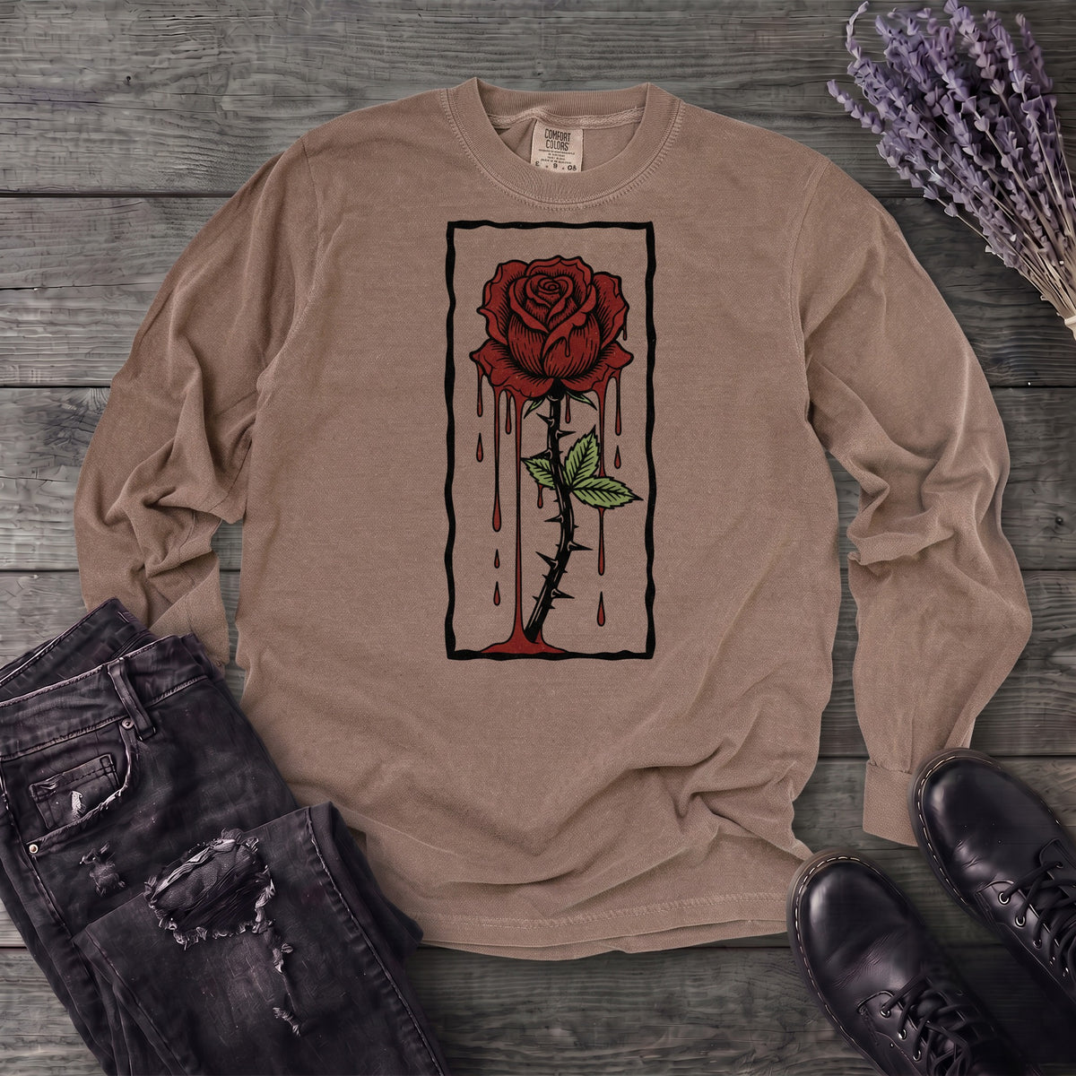 dripping rose Long Sleeve T-Shirt