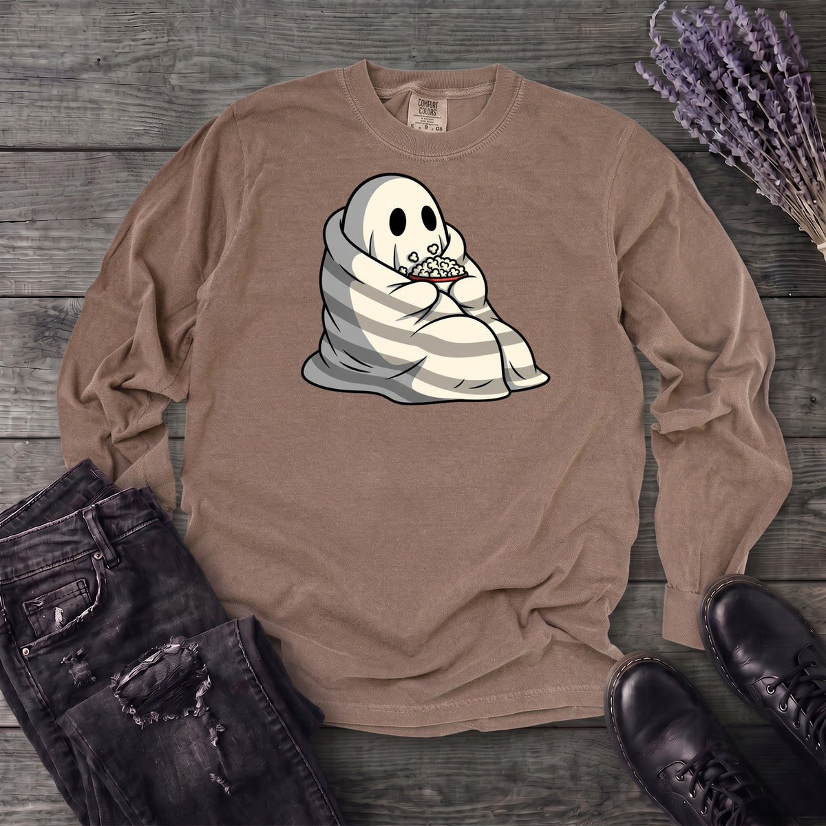 Movie Night Ghost Long Sleeve T-Shirt