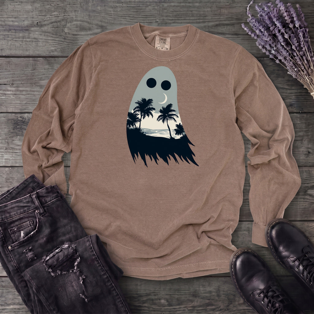 tropical ghost silhouette Long Sleeve T-Shirt