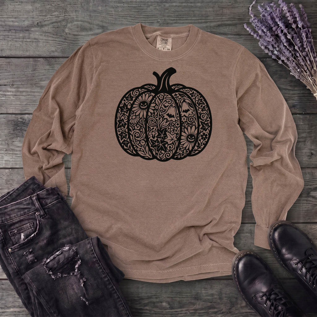 Linocut Pumpkin Long Sleeve T-Shirt