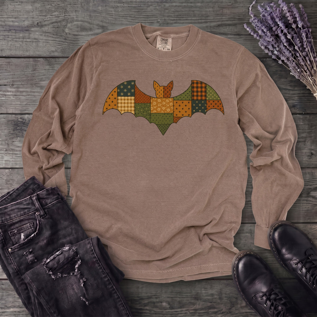 Patchwork Bat Long Sleeve T-Shirt