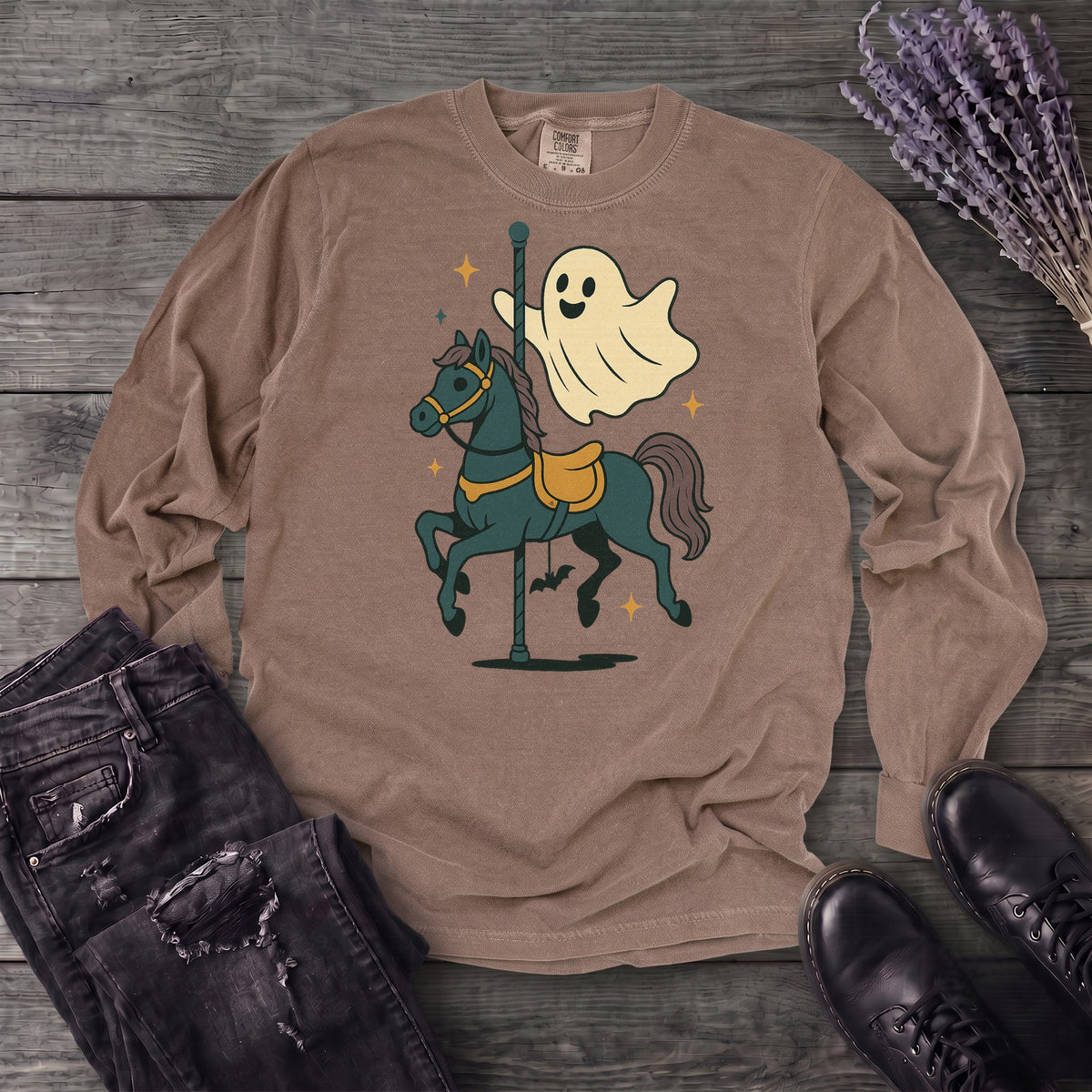 Ghost Carousel Horse Long Sleeve T-Shirt
