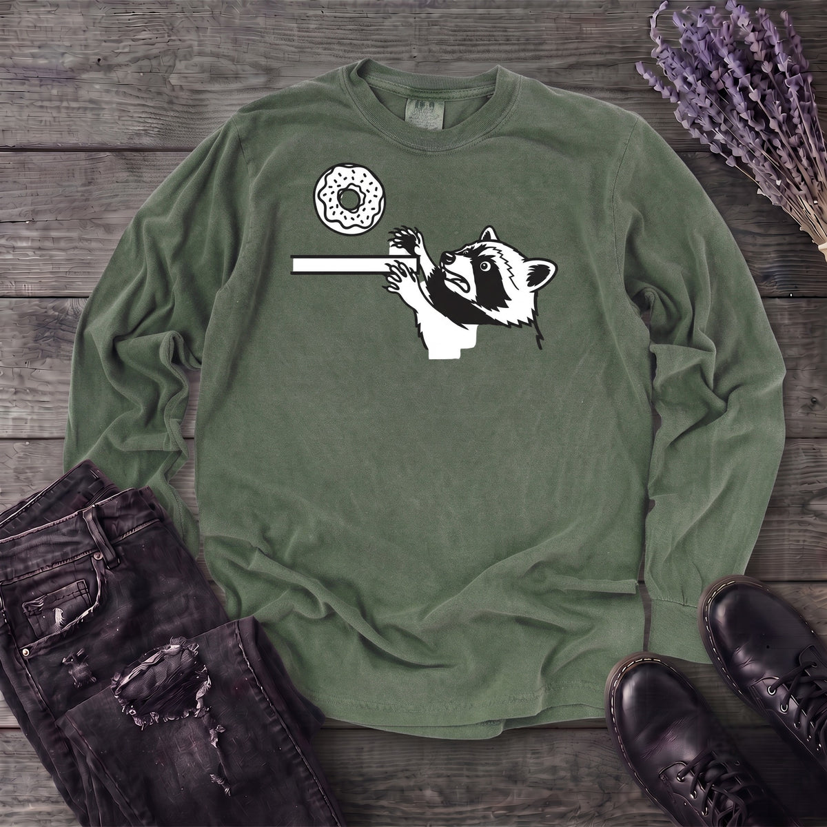 Raccoon Donut Long Sleeve T-Shirt