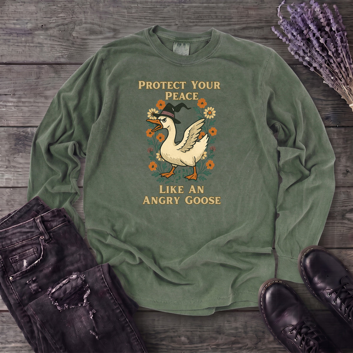 Protect Your Peace Like An Angry Goose Long Sleeve T-Shirt