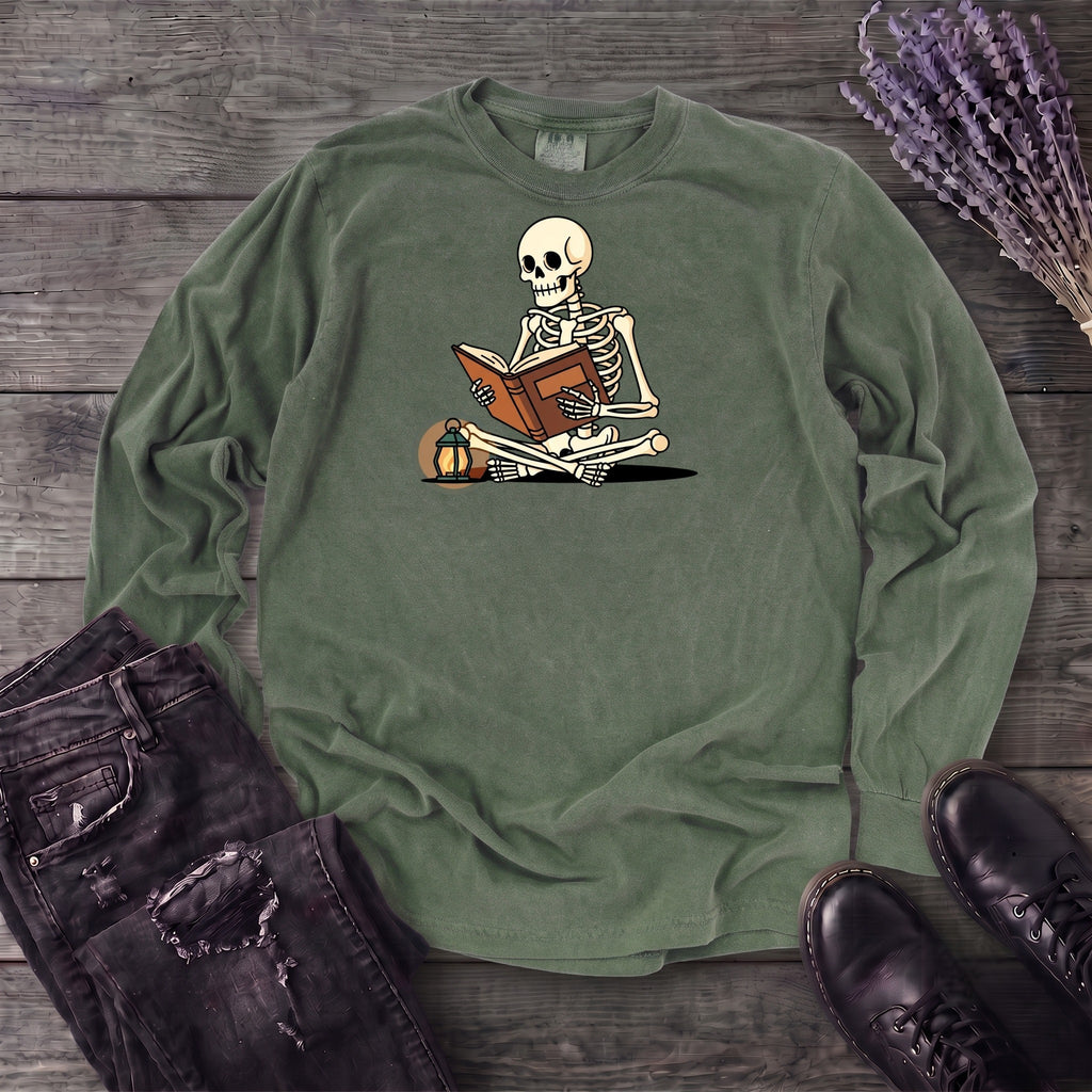Skeleton Reading Long Sleeve T-Shirt