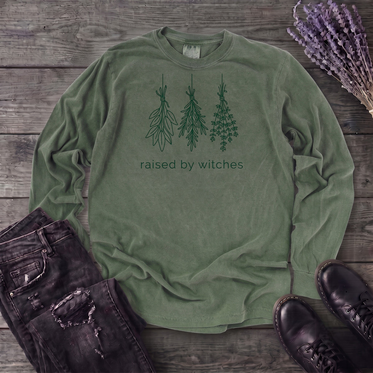 raised by witches minimal Long Sleeve T-Shirt