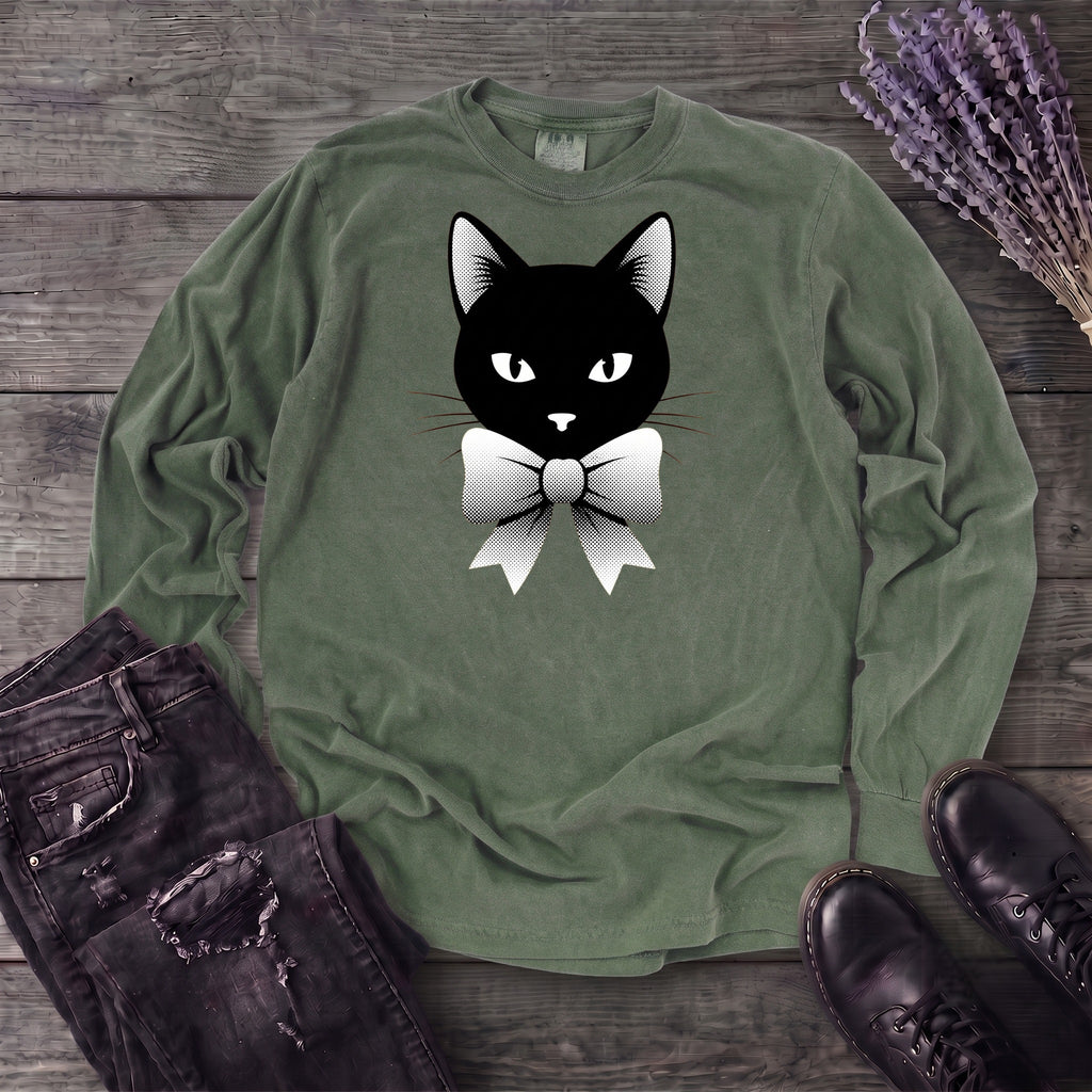 Retro Halftone Coquette Black Cat Long Sleeve T-Shirt