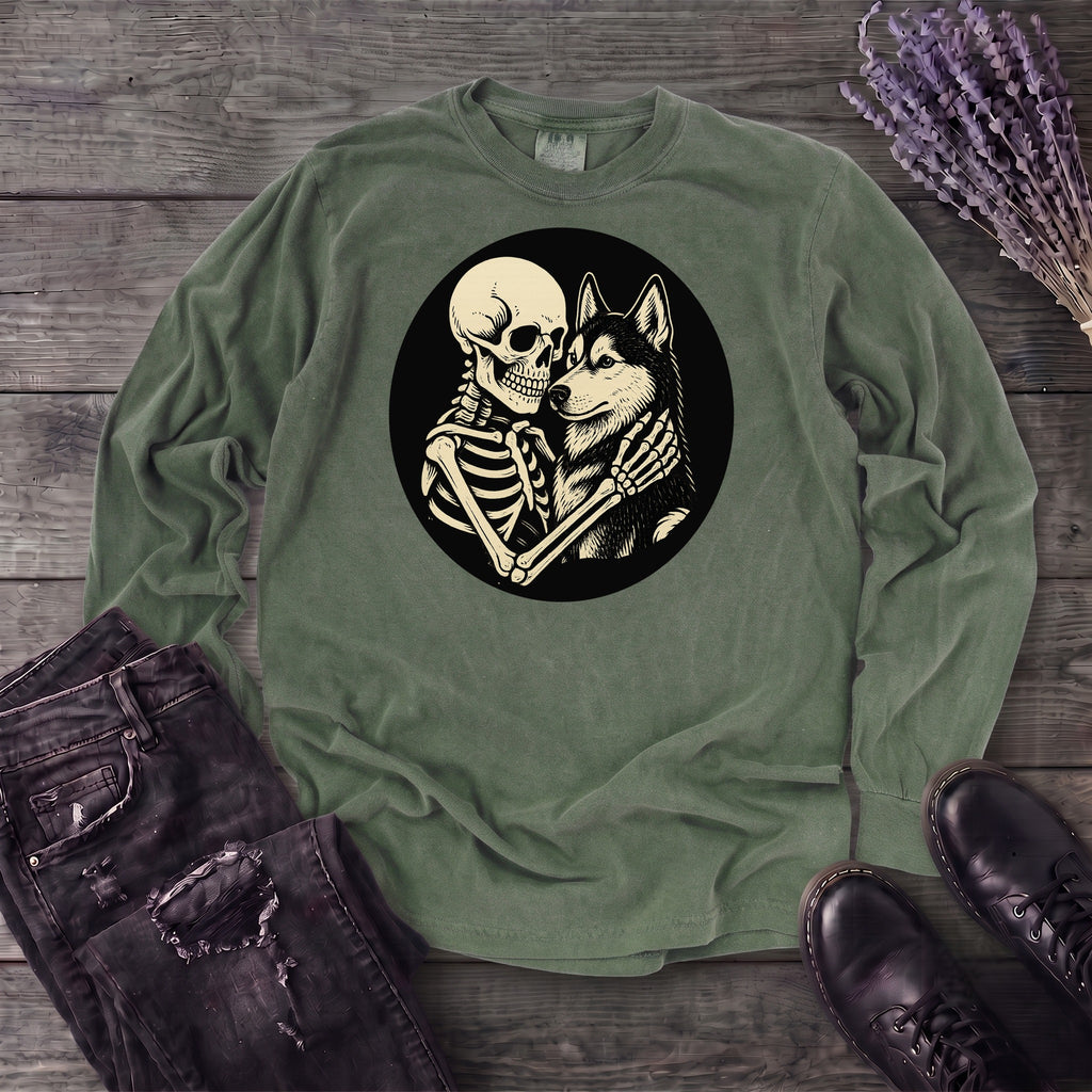 Skeleton Husky Hug Long Sleeve T-Shirt
