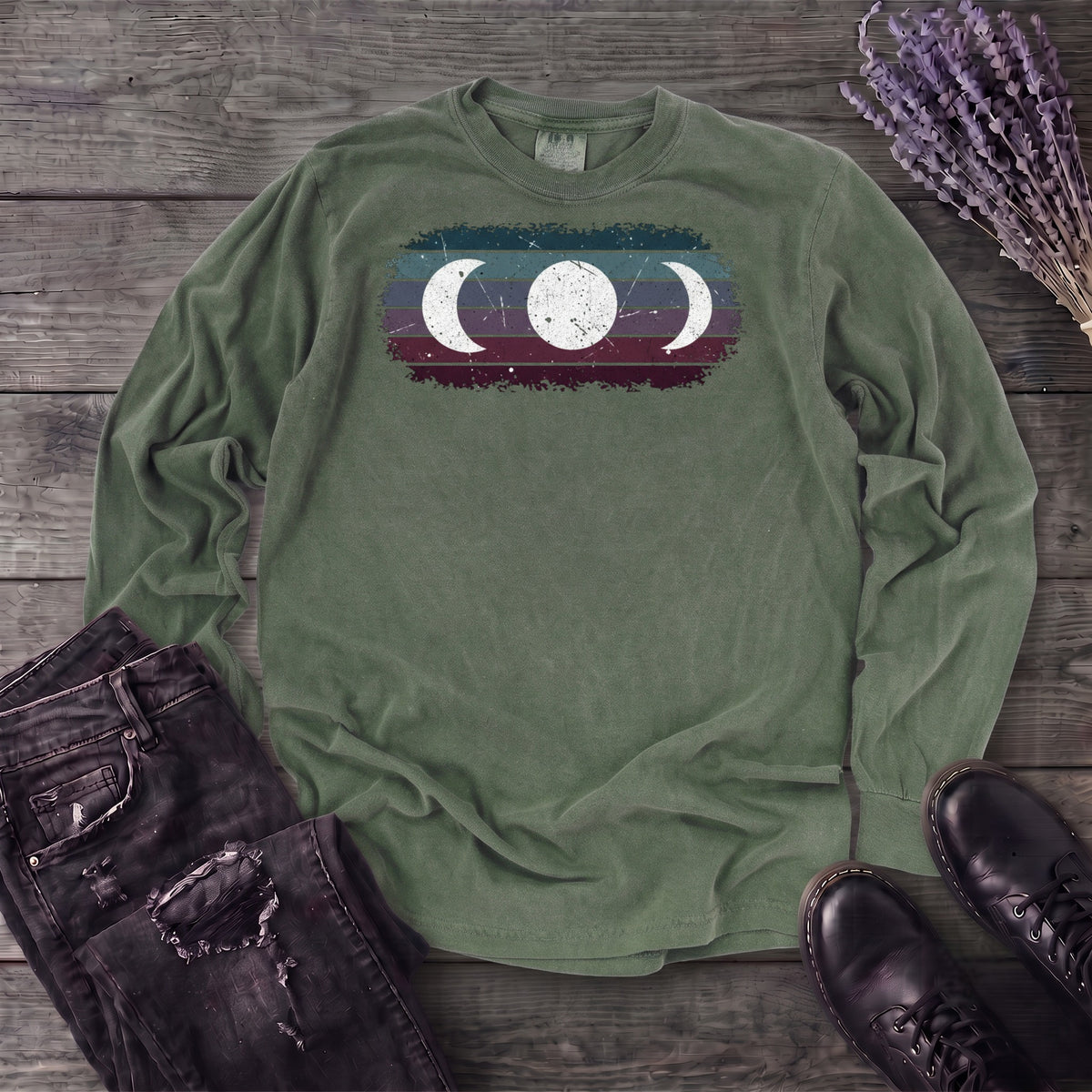 Grunge Moon Phase Trio Long Sleeve T-Shirt