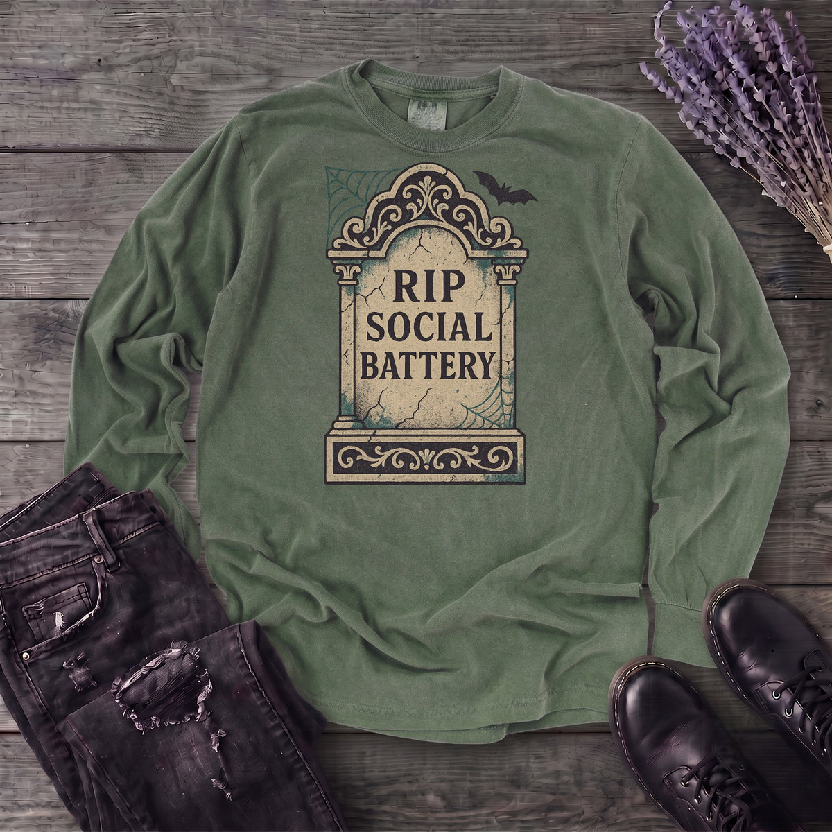 RIP Social Battery Long Sleeve T-Shirt