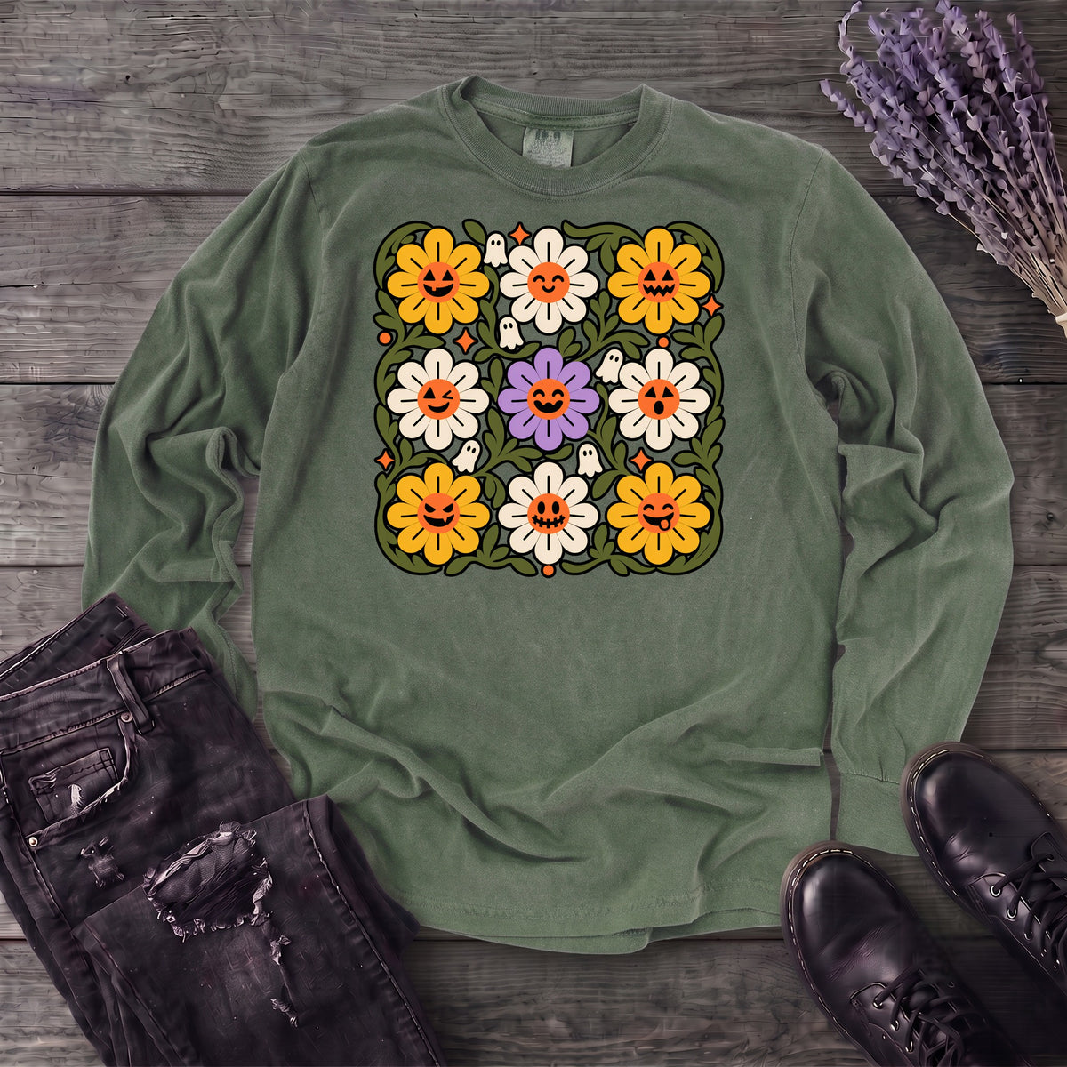 Spooky Floral Long Sleeve T-Shirt
